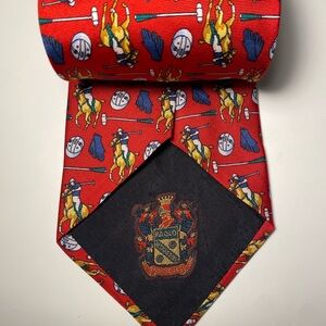 Paolo Gucci Equestrian Tie – Polo Horse Novelty Red 100% Silk Vintage Italy